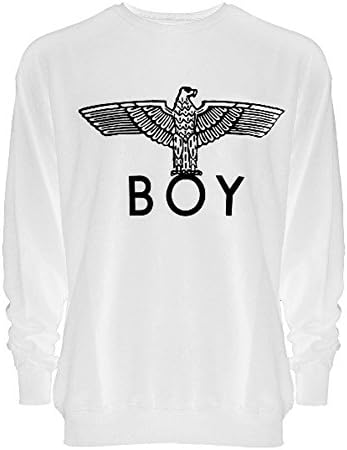 Women Eagle London BOY Loose Long Sleeve Hoodies Pullovers Sweatershirts White