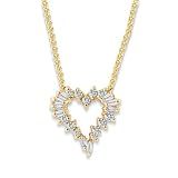 Search : 14K Yellow Gold Baguette, Round Diamond Heart Pendant