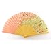 Japanese Silk Handheld Fan, Cherry Blossoms on Pink and Green HF59