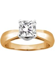 0.90 Ct Princess H/I I1 Diamond 14K Yellow Gold Ring