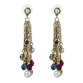 Faux Stone Chain Drop Earring - Goldstone