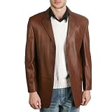 Image of Men's Classic Three-Button Lambskin Leather Blazer - Regular, Tall, Big, Big & Tall