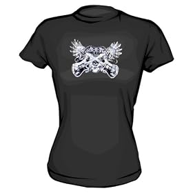 Buy WINGED GUITARS Rock n Roll Women's tee Shirt in 6 Colors Small thru XXL made by 99 VOLTS now!