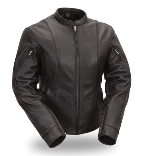 First MFG Women's Side Buckled Racer Leather Jacket. Great Look. Full Featured. FIL177CSLZ On Sale