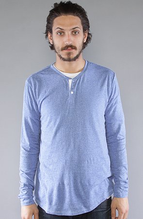 All Day The L/S Henley in Medium Blue Speckle,Tops for Men, Extra Extra Large,Blue