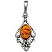 Certified Genuine Honey Amber and Sterling Silver Antique Vine Pendant