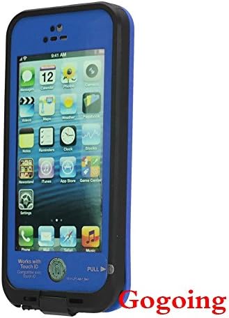 GOGING 6.6 ft Waterproof Shockproof Snowproof Dirtpoof Case with Fingerprint identification and Touched Transparent Screen Protector Heavy Duty Full Protection Case for iPhone 5/5s (Blue)