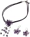 Oi! Amethyst and Crystal Flower Necklace and Earring Set - N0606/E0606