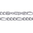 6mm Italian Sterling Silver Figaro Link Chain Necklace Gauge 150 (16", 18", 20", 22", 24, 26", 28", 30")