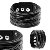 SilberDream Lederarmband schwarz Herren Leder Armband Echtleder LA2249S