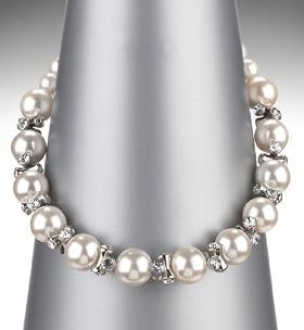 Faux Pearl Crystal Barrel Collar Necklace
