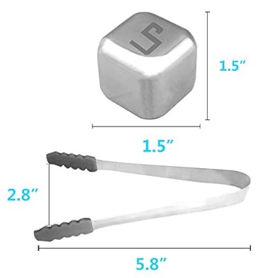 LP Whiskey Stonesï¼ŒStainless Steel Ice Cubes Drink Coolers with Plastic Storage Box Tongs for Wine Sodaï¼ŒBest Premium Gift For Men,Set of 8ï¼ˆsilver )