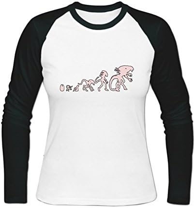 Bowiewin Women's Evolution Alien Personalized Baseball T Shirts XXL White