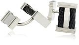 Stainless Steel Cuff Links w/ Black Cable Detail