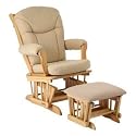 Hanford Sleigh Glider and Ottoman Set - Natural/ Beige Chenille