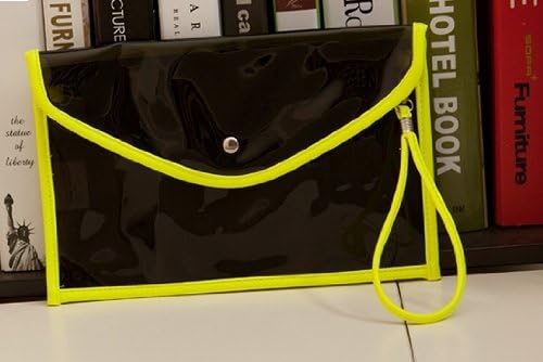 MDR Store@ Transparent Envelope Bag Clutch Handbag Paper File Package Hand/Shoulder Carry Purse Wallet (Black)