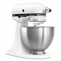 KitchenAid KSM75WH Classic Plus Tilt-Head 4-1/2-Quart Stand Mixer, White