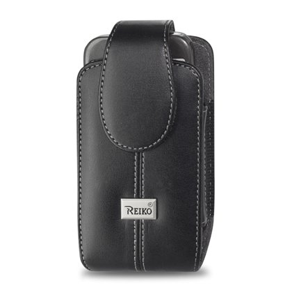 Leather Pouch Protective Carrying Cell Phone Case for LG Fathom Ally VX10000 VX11000 (enV Touch) eXpo GW820 Motorola Cliq XT / Quench CLIQ MB200 HTC G1 / Samsung Behold II T939 T-Mobile Restore M570 Gravity 3 / Exclaim M550 Gravity T459 / Strike M850 (Instinct HD) HTC Droid Eris ADR6200 Sanyo Incognito SCP-6760 Huawei Tap U7519 - Black