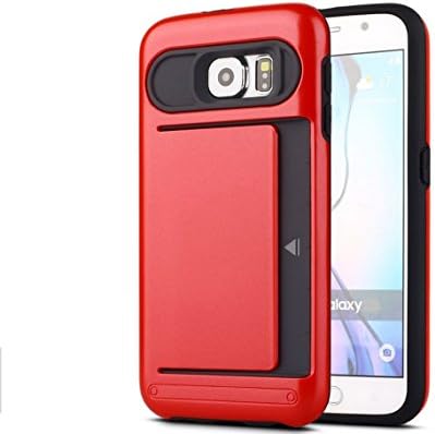 Combo Armor Case for Samsung galaxy S7 Edge with credit card holder 2 in 1 (Red)