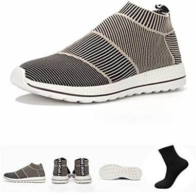 LAS Men Women Primeknit Sneakers City Sock Breathable Flyknit Shoes (Beige, Men 8.5 D(M) US/260 CHN 42)