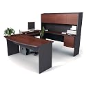 Mahogany with Black UShape Desk Mahogany/Black