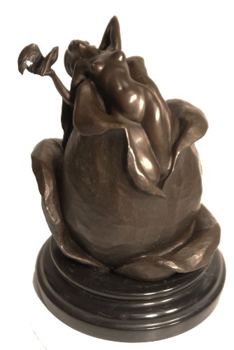 Bronze Sculpture Art Nouveau movement Nude Woman on Tulip