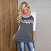 Fedi Apparel Womens 3/4 Sleeve Crew Neck Blouse Loose Tee Shirt Tops Letter Print Tee,Grey,X-Large