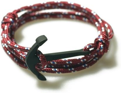 VIRGINSTONE Black Anchor Bracelets on Colorful Nylon Ropes