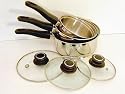 SET OF 3 SAUCEPANS WITH GLASS LIDS