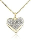 18k Gold Over Sterling Silver and Diamond Accent Puffed Heart Pendant