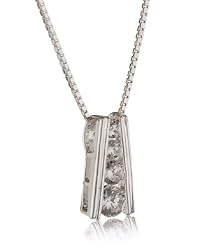 Sterling Silver Designer Style Crystal Necklace 16"