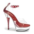 6 Inch Heel Mid Platform Sexy Shoes Dorsay Red Rhinestones Open Toe