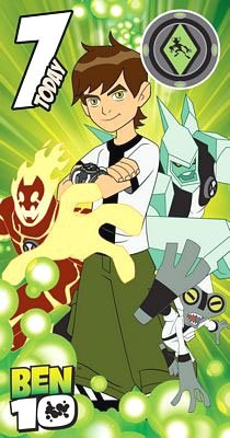 Ben 10 - Age 7 Birthday Card with Badge 5 x 9"