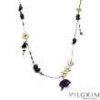 PILGRIM SKANDERBORG, DENMARK Majestic Necklace With Crystals, 4mm Freshwater Pearls and Simulated gems Yellow Base metal, Pink Enamel and Purple . Total item weight 41.6g