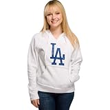 Los Angeles Dodgers Women's Cooperstown White Brushed Fleece Hooded Pullover Sweatshirt