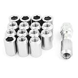 uxcell　ホイールナットのネジ　禁断のツール　六辺形　32 x 19mm　シルバートーン　16個入り