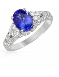 14K White Gold Tanzanite and Diamond Ring -- LIFETIME WARRANTY
