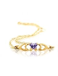 Butterfly Form Violet Special Shape Cubic Zirconia Bracelet in 14kt Yellow Gold