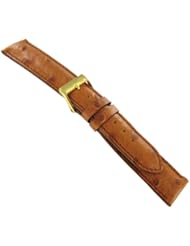 18mm Morellato Ostrich Grain Genuine Leather Padded Stitched Tan Brown Watch Band Strap