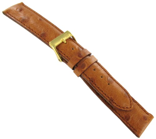 18mm Morellato Ostrich Grain Genuine Leather Padded Stitched Tan Brown Watch Band Strap