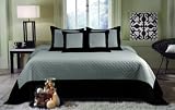 Greenland Home Fashions Brentwood Storm Gray/Black King 3-Piece Bedspread Set