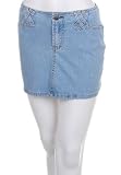 Juniors / Missy Light Blue Denim Cotton 4-Pocket Button-fly Mini Skirt - Close-out Sale !