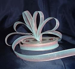 Organza Rainbow Ribbon -3/8"- Pink/Light Blue - 25 Yards (75 Ft)