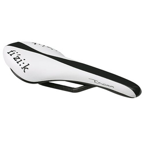 Fizik Tundra Braided Protection White MTB Bicycle Saddle with Grey Glossy Stripe