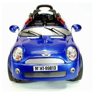 Kids Ride On Car Blue MINI COOPER Style Electric Battery Toy 6V