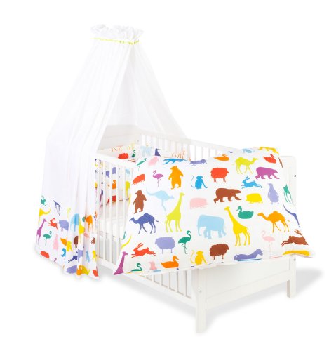 Pinolino 60529-0 - Set f&uuml;r Kinderbett, 4-tlg., \'Happy Zoo\' Preisvergleich