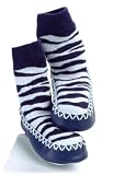 from Mocc Ons Mocc Ons By Sock Ons Blue Zebra Stripes 12-18 Months (Model 12-18)