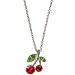 Cherry Necklace with Swarovski Crystals In Red with Silver Finish