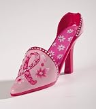 Polystone High Heel Wine Bottle Holder, Pink Ribbon Floral