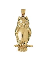 Dazzlers Solid 14k Gold Owl Charm Pendant Available in three colors from jewelsberry (weights: 7.2 grams only)